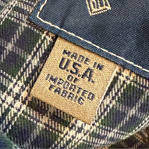 BILL’S KHAKIS Men’s Navy & Green Plaid Cotton Blend Button Down Shirt - Sz Large - Picture 4 of 14